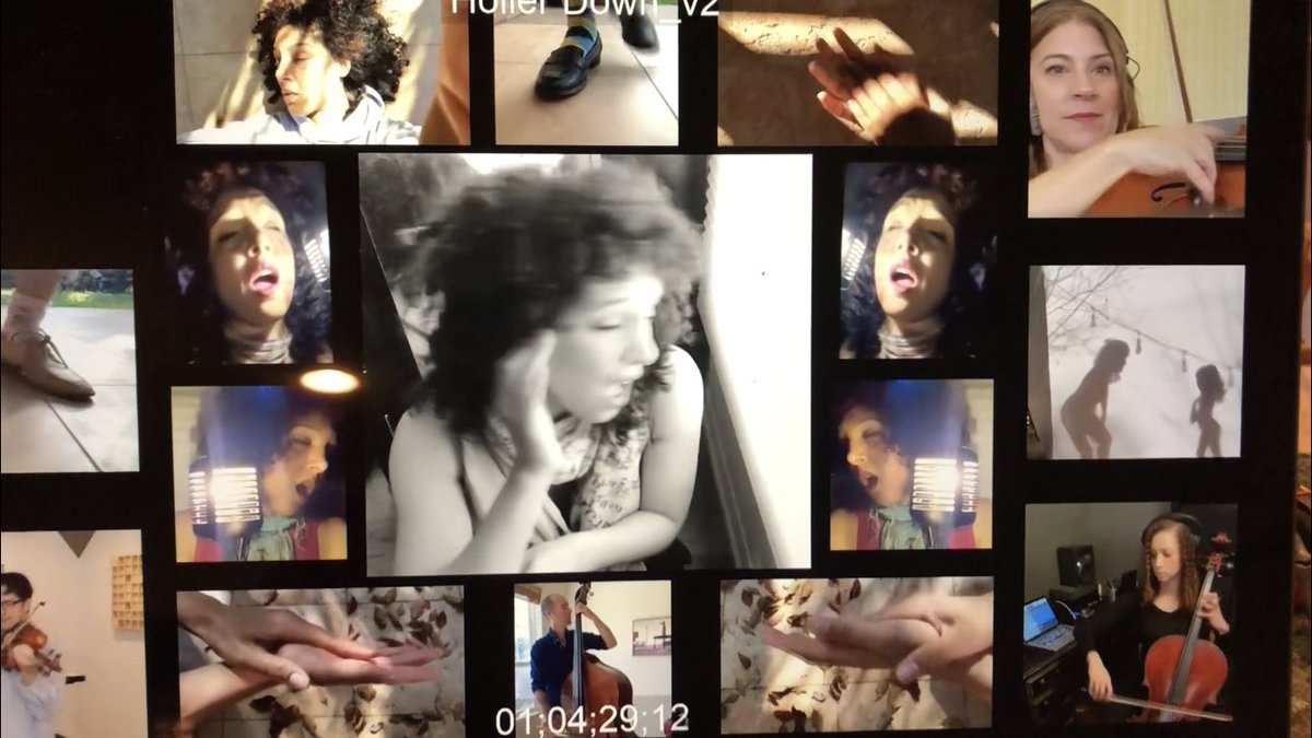 So I’m releasing a music video tomorrow! I made it at home. And @AlecFSiegel edited from Chicago, and <a href="/paulproteus/">Paul</a> @tonesfrommars <a href="/DellingerZach/">Zach Dellinger</a> Sharon Jackson and Adrienne Woods played string instruments from home, but we are all together on screen, and in spirit.