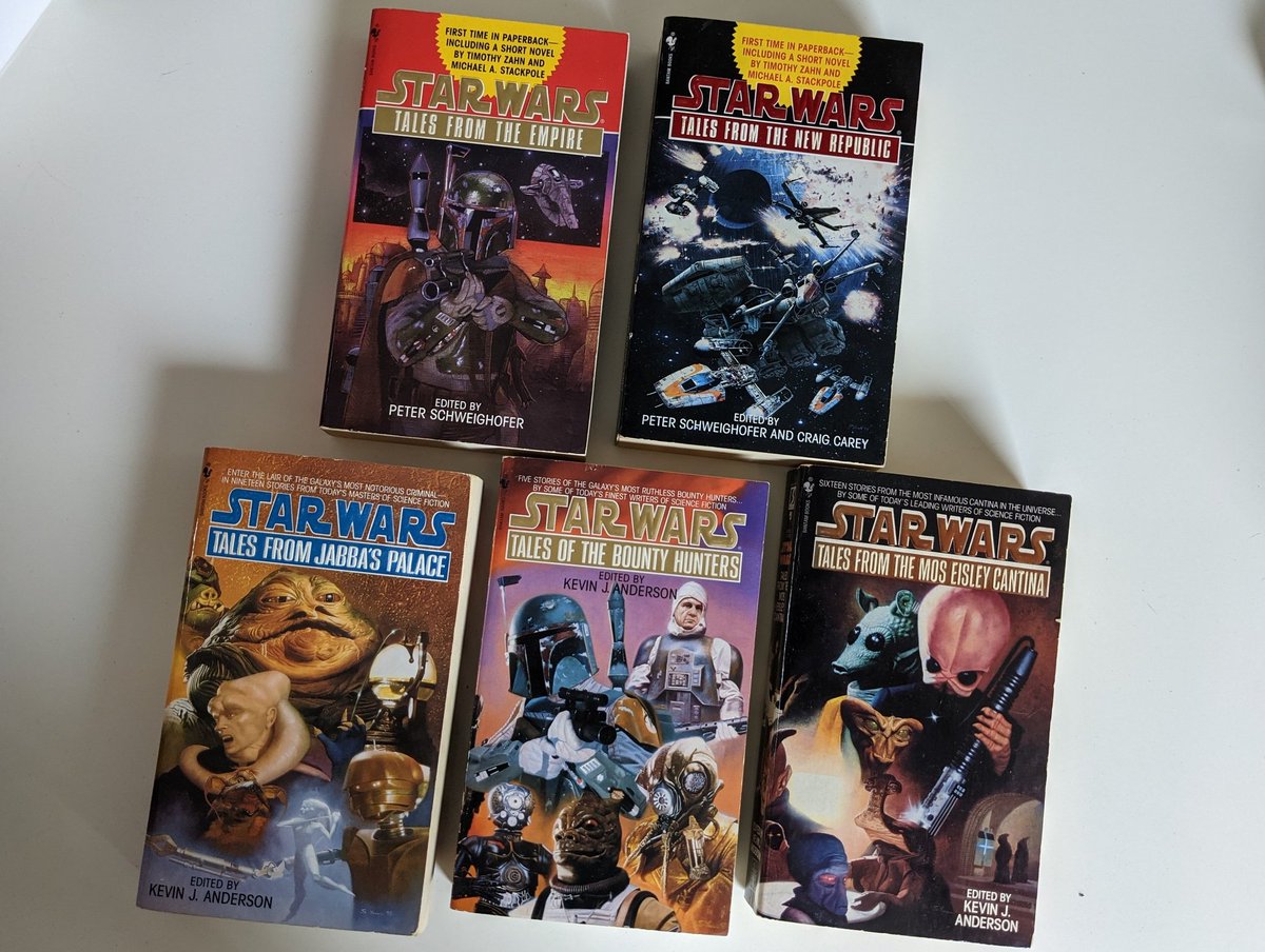Roke_Books's tweet photo. For #SciFi Sunday, check out this collection of #StarWars short story anthologies!
Tales from the Empire, Tales From the New Republic, Tales From Jabba's Palace, Tales of the Bounty Hunters and Tales From the Most Eisley Cantina! https://t.co/LizjNSJblq