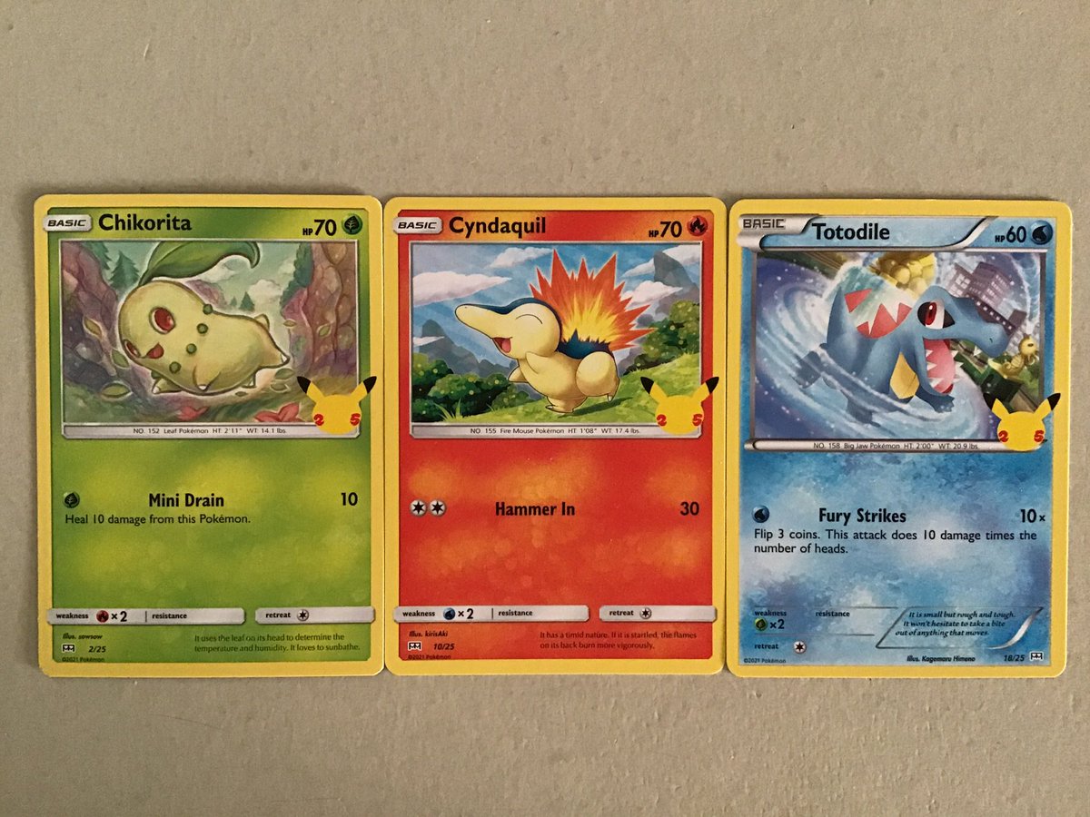 Alphapower65 Mcdonald S Pokemon 25th Anniversary Happy Meal Card Starter Trio Generation 2 Chikorita 2 Cyndaquil 10 And Totodile 18 Mcdonalds Mcdonaldspokemon Pokemon25 Pikachu Happymeal Pokemonhappymeal Happymeal21