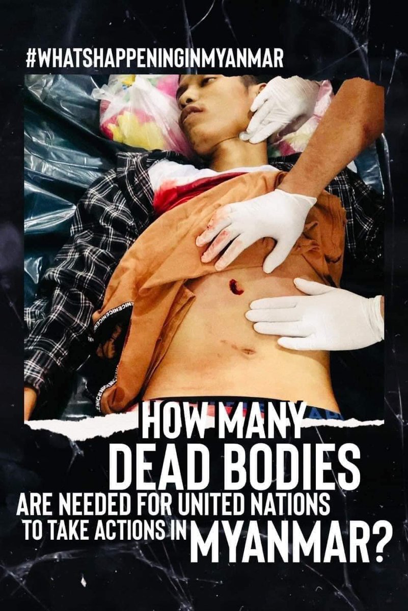AungPaing96's tweet photo. How many dead bodies do UN need to take action on Myanmar military. #WhatsHappeningInMyanmar #Feb28Coup https://t.co/OsYgSZ4Rwk