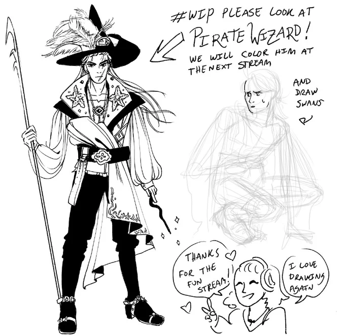 I drew my shiny new pirate wizard, thanks for watching the stream? 