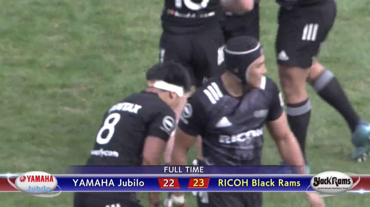 FreemanrugbyJPN's tweet photo. .@RICOH_BlackRams hold on to beat @yamaha_rugby 23-22.

Tries for 2 young Japanese players to keep an eye on - fullback Taira Main and hooker Hinata Takei.

Man of the match goes to Matt Lucas.

#rugbyjp #TopLeague https://t.co/LOoF2PN0VG
