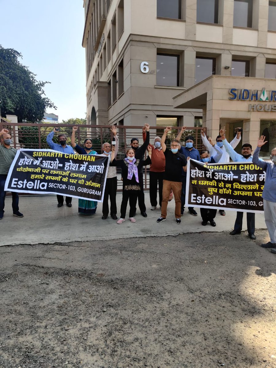 We are #CheatedHomeBuyers of #Estella103 GGN
Booked home in year 2010
95% paid2014
<a href="/SBuildhome/">Sidhartha buildhome </a> not delivered project till2021
#homebuyers  are on roads 
<a href="/dir_ed/">ED</a>
<a href="/HardeepSPuri/">Hardeep Singh Puri</a> <a href="/EOWDelhi/">Economic Offences Wing, Delhi</a>
<a href="/OfficialNBCC/">NBCC (India) Limited</a> <a href="/PMOIndia/">PMO India</a> <a href="/mlkhattar/">Manohar Lal</a> <a href="/rakeshdaultabad/">MLA Rakesh Daultabad</a> <a href="/nsitharaman/">Nirmala Sitharaman</a> <a href="/narendramodi/">Narendra Modi</a> <a href="/dainikjagran1/">dainik jagran</a>