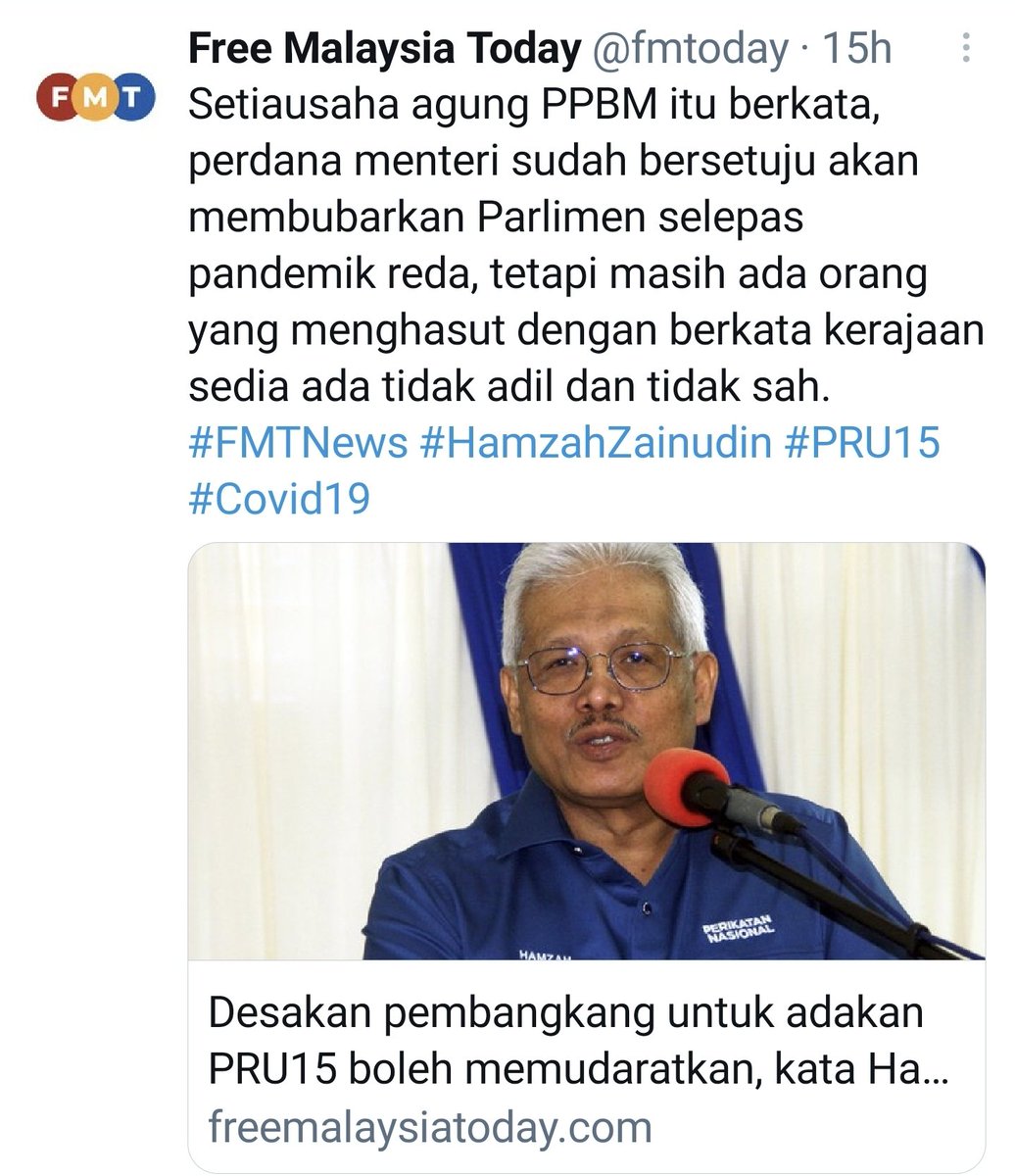 hannahyeoh's tweet photo. @fmtoday Apa Menteri PN merepek ni? Pembangkang dah sejak Januari 2021 buat kenyataan menolak PRU tergempar semasa pandemik Covid. https://t.co/NbKQL6zP0W