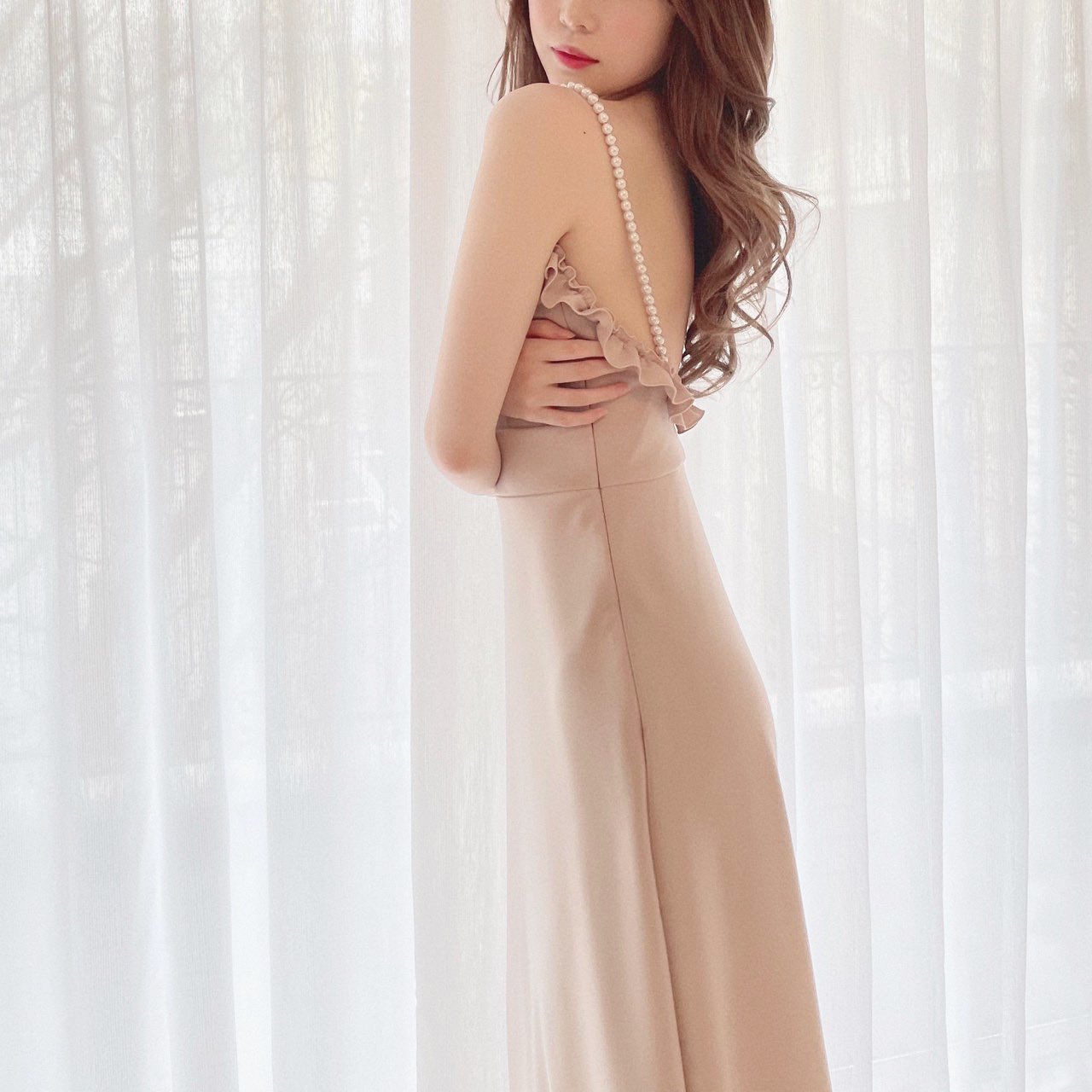 超格安価格 Bitemypeach Pearl Dress Shoulder ロングワンピース Drlubricants Com