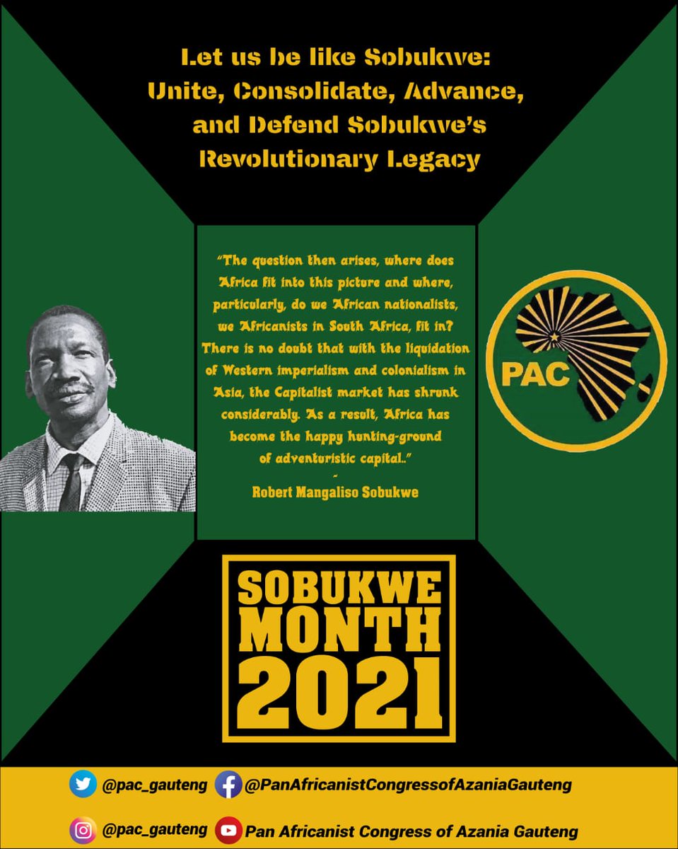 As Sobukwe month ends, the question once again rises, where does Africa fit in when it comes to geopolitical agenda setting?
#SobukweMonth
#LetUBeLikeSobukwe
#SobukweLives