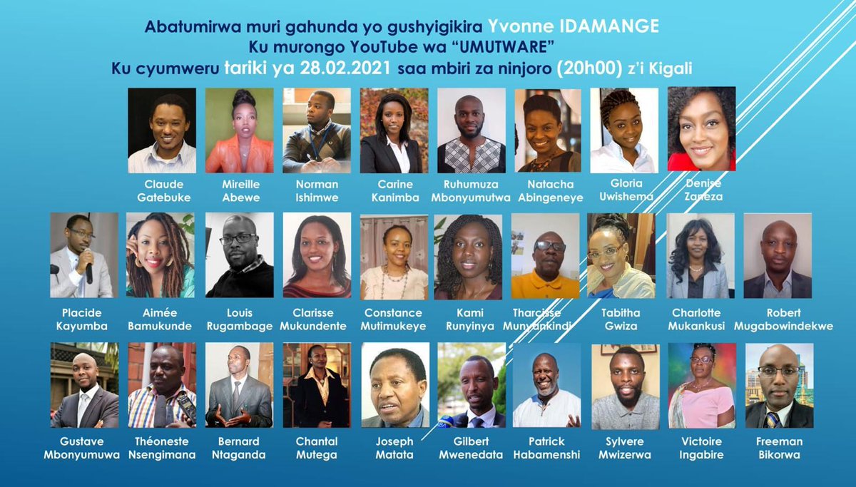 jamboasbl's tweet photo. 📢Yvonne IDAMANGE yagaragaje ubutwari budasanzwe bwo kwamagana akarengane gakorerwa abanyarwanda muri iki gihe, kandi ari mu #Rwanda. 

MUZAZE gushyigikira IDAMANGE 

🟤Kuri YouTube channel ya Umutware 
🔵Ku cyumweru tariki ya 28.02.2021 - 
🟡20h00 z'i Kigal (19h00 z'i buruseli) https://t.co/iIWsW2UOYQ