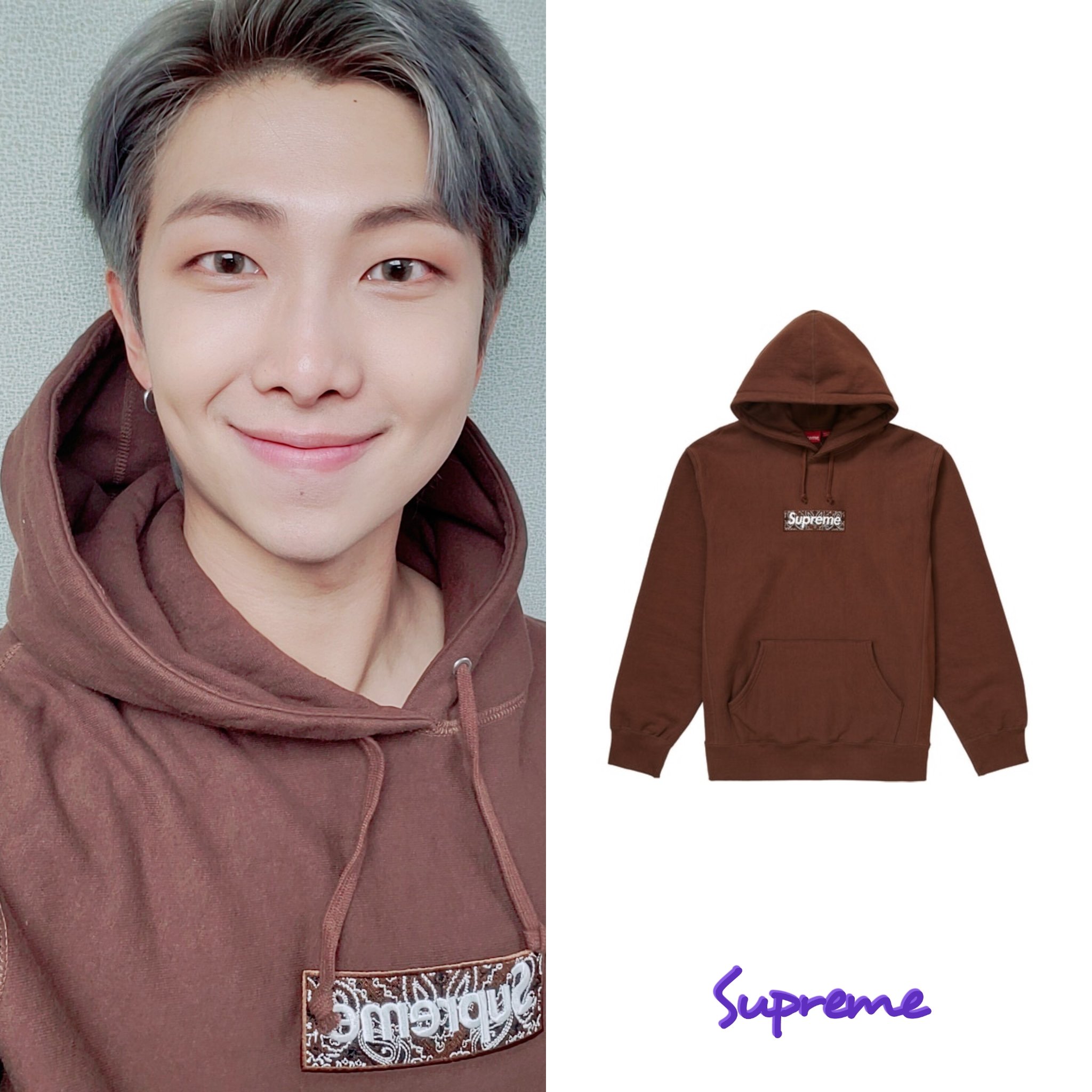 Bandana Box Logo Hooded Sweatshirt Brown