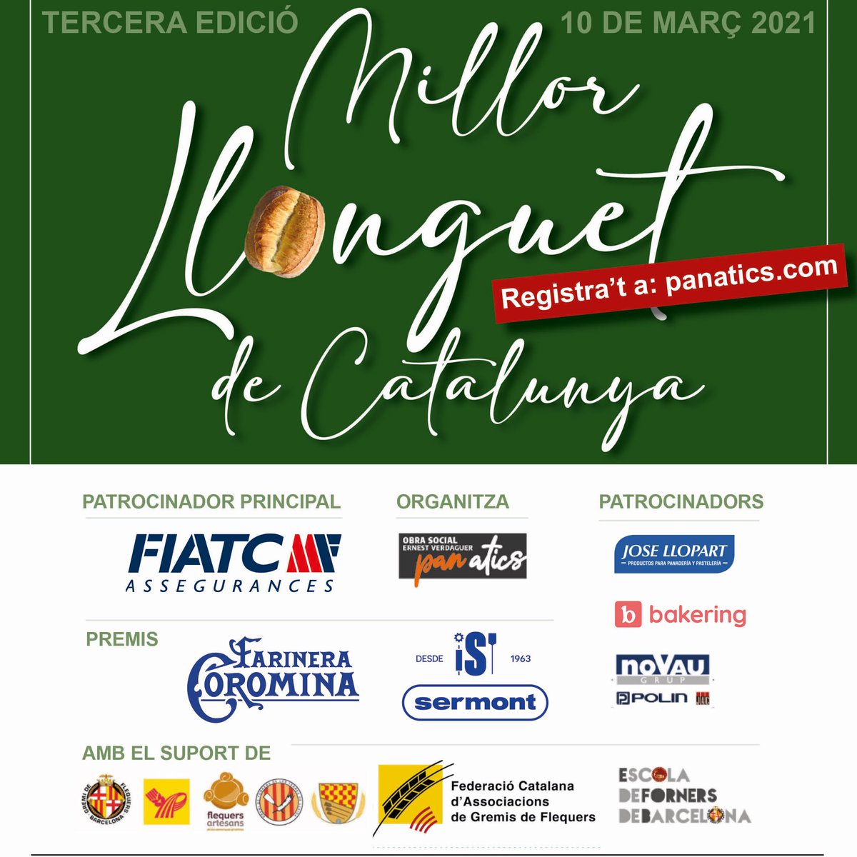 Os esperamos no podeis faltar, panatics.com/posts/eventos/…       #llonguet #pan #panadero #panadera #masamadre #panatics #harina <a href="/sermontsa/">sermont, s.a.</a> <a href="/gremipabcn/">gremiflequers 🥖</a>  <a href="/DeForners/">Gremi Forners de Tarragona</a> <a href="/Gremipa/">Gremipa</a> <a href="/flequerartesa/">Flequers Artesans</a> <a href="/fornerslleida/">Gremi de forners de les Terres de Lleida</a>