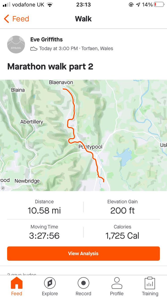 EveGriffiths2's tweet photo. Decided yesterday to walk a marathon, my watch died so then had to record on my phone https://t.co/sJ9y0uw3y6