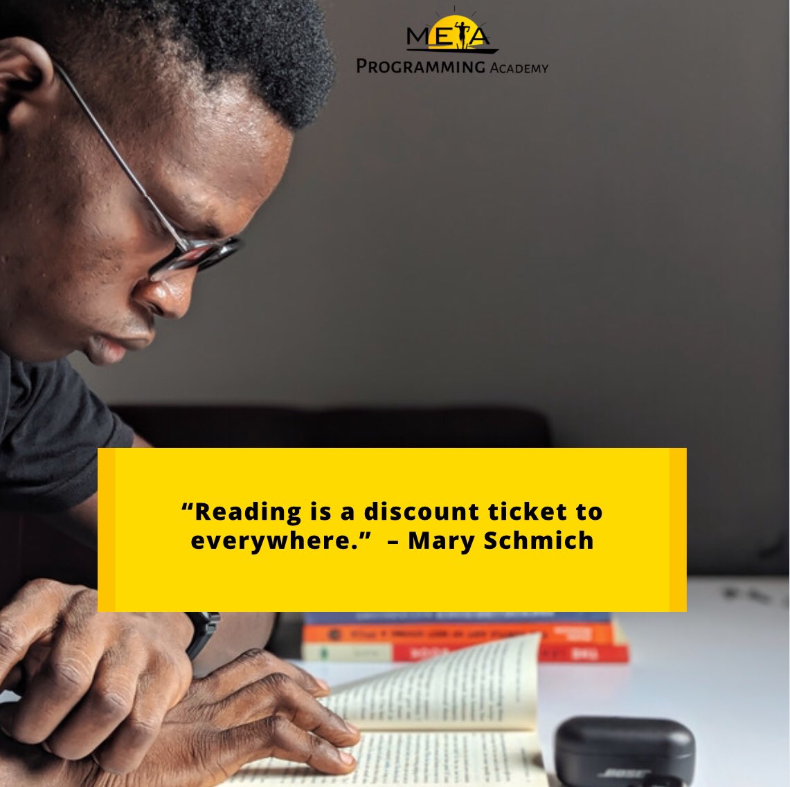MetaProgAcademy's tweet image. “Reading is a discount ticket to everywhere.” – Mary Schmich
Retweet this if you’ve been to so many places via books 🤩🥰 we can totally relate because we’ve been there.
#Metaprogramming
#MPAcademy
#MetaprogrammingAcademy
#Alternativeeducation
#ReadersAreleaders