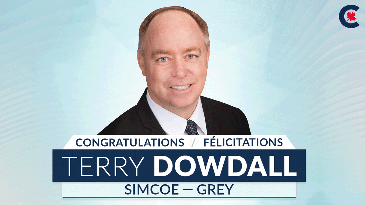 CPC_HQ's tweet image. Congratulations @TerryDowdall on becoming one of our official candidates. Terry is focused on rebuilding our economy and creating jobs in Simcoe — Grey. 🇨🇦