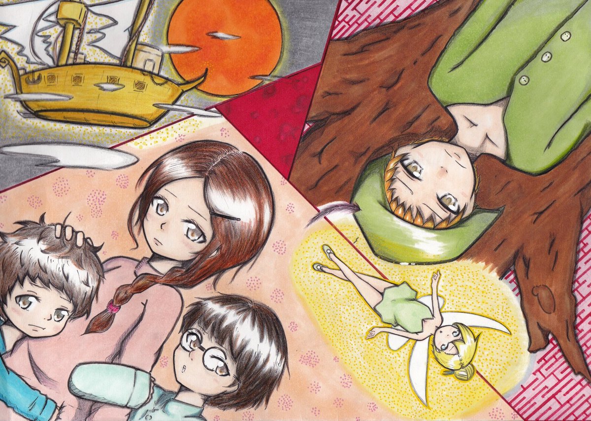 あけのおちば マスクして出かけます 過去絵 15年12月28日 イラスト アナログ ピーターパン ディズニー