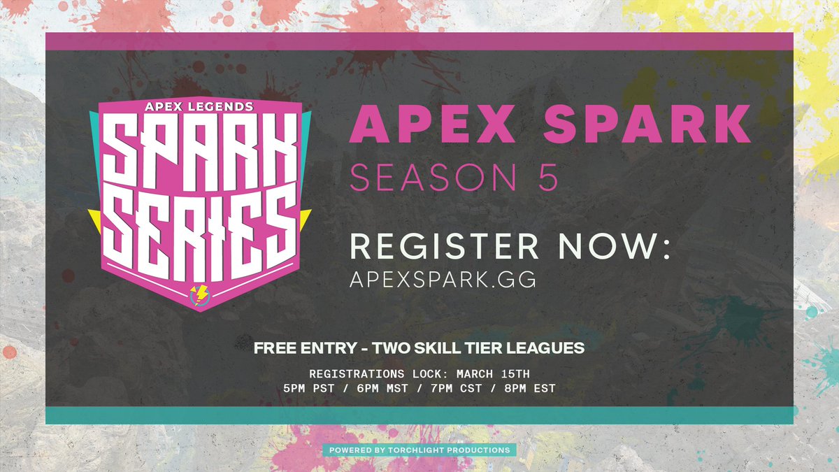 🏆 Registrations are OPEN for the Apex Spark Season 5:

💪 Two Separate Skill-Based Tournaments
📈 More Games, More Streams, More Competition!

🔗 Register Now: apexspark.gg
📚 Player Handbook: apexspark.gg/handbook
💬 Discord: apexspark.gg/discord

🏅 #ApexSpark