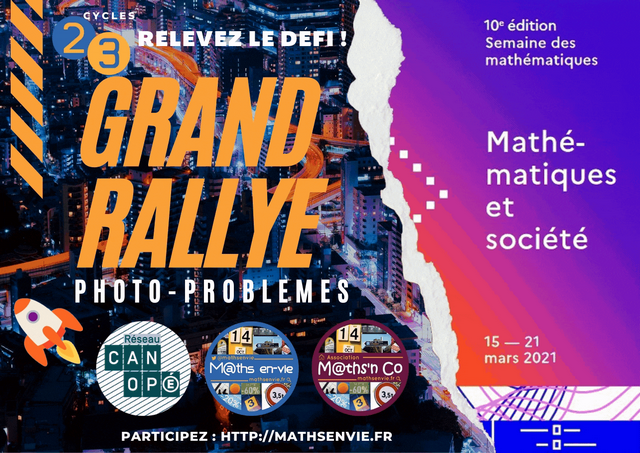 mathsenvie's tweet photo. 🔛🚦👍Prêts pour la semaine des maths du 15 au 19 mars 2021 ?

🆕Nous vous proposons à cette occasion un GRANDRALLYE collaboratif avec 200 photo-problèmes.

🔝Une activité ludique, motivante, clé en main et sans inscription !

✅À découvrir ici : https://t.co/cIkwdjkBIZ https://t.co/mkEhdRsIZW