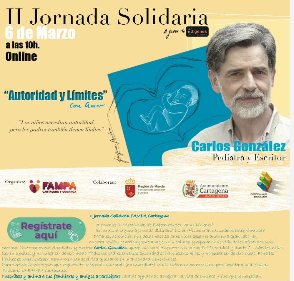 II Jornada solidaria. Colabora con los niños con enfermedades raras. 
fb.me/e/1hE7TYQbR
paypal.com/donate/?hosted…
<a href="/Educarm/">Educarm</a> 
<a href="/AytoCartagenaES/">Ayuntamiento de Cartagena</a> 
<a href="/IreneRuizRoca/">Irene Ruiz Roca</a> 
<a href="/CAlbaladejo/">Carlos Albaladejo</a> 
<a href="/degenes/">Deorgenes</a> 
<a href="/fapacartagena/">Fampa Cartagena</a>