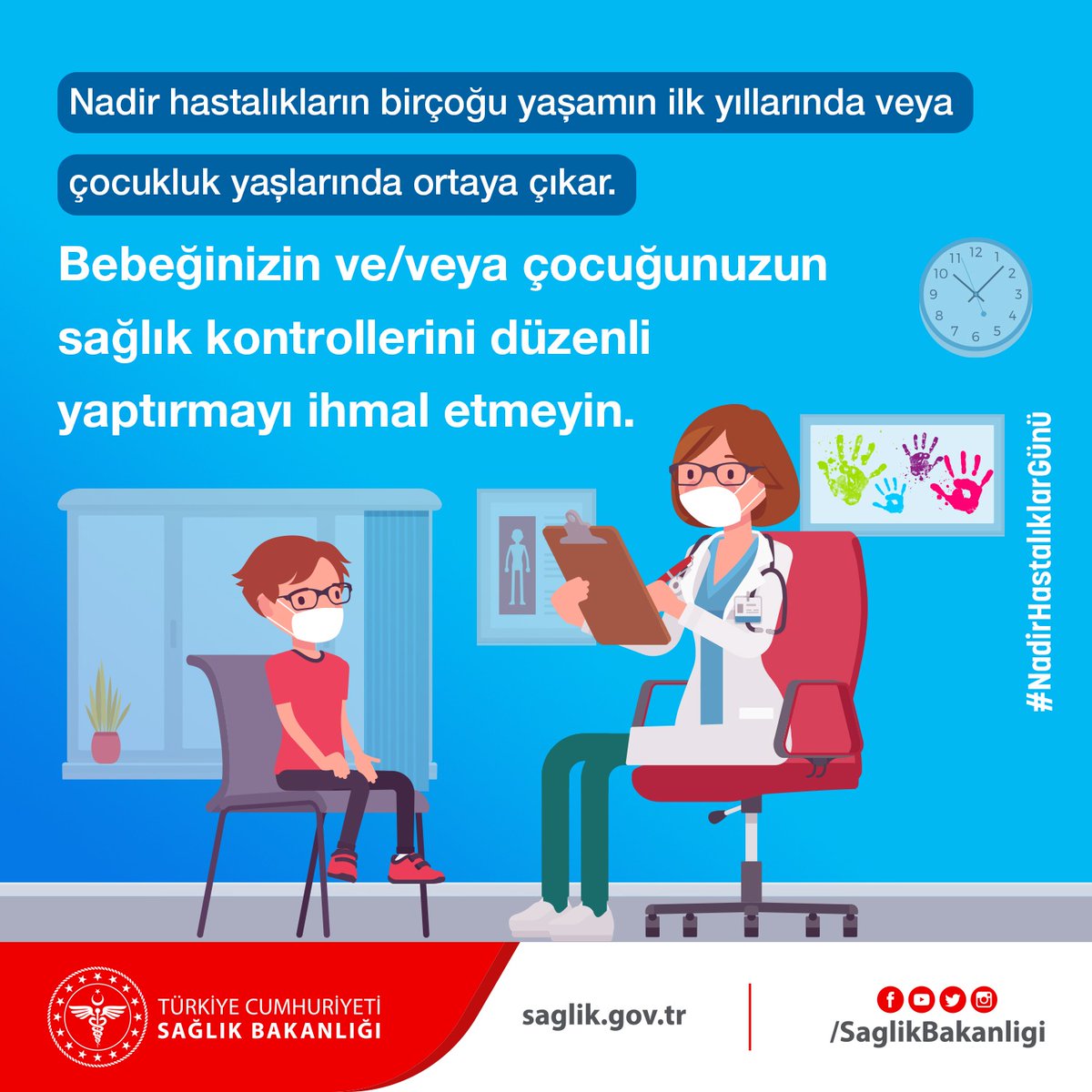 Nadir hastalıkların birçoğu yaşamın ilk yıllarında veya çocukluk yaşlarında ortaya çıkar. Bebeğinizin ve/veya çocuğunuzun sağlık kontrollerini düzenli yaptırmayı ihmal etmeyin. #NadirHastalıklarGünü