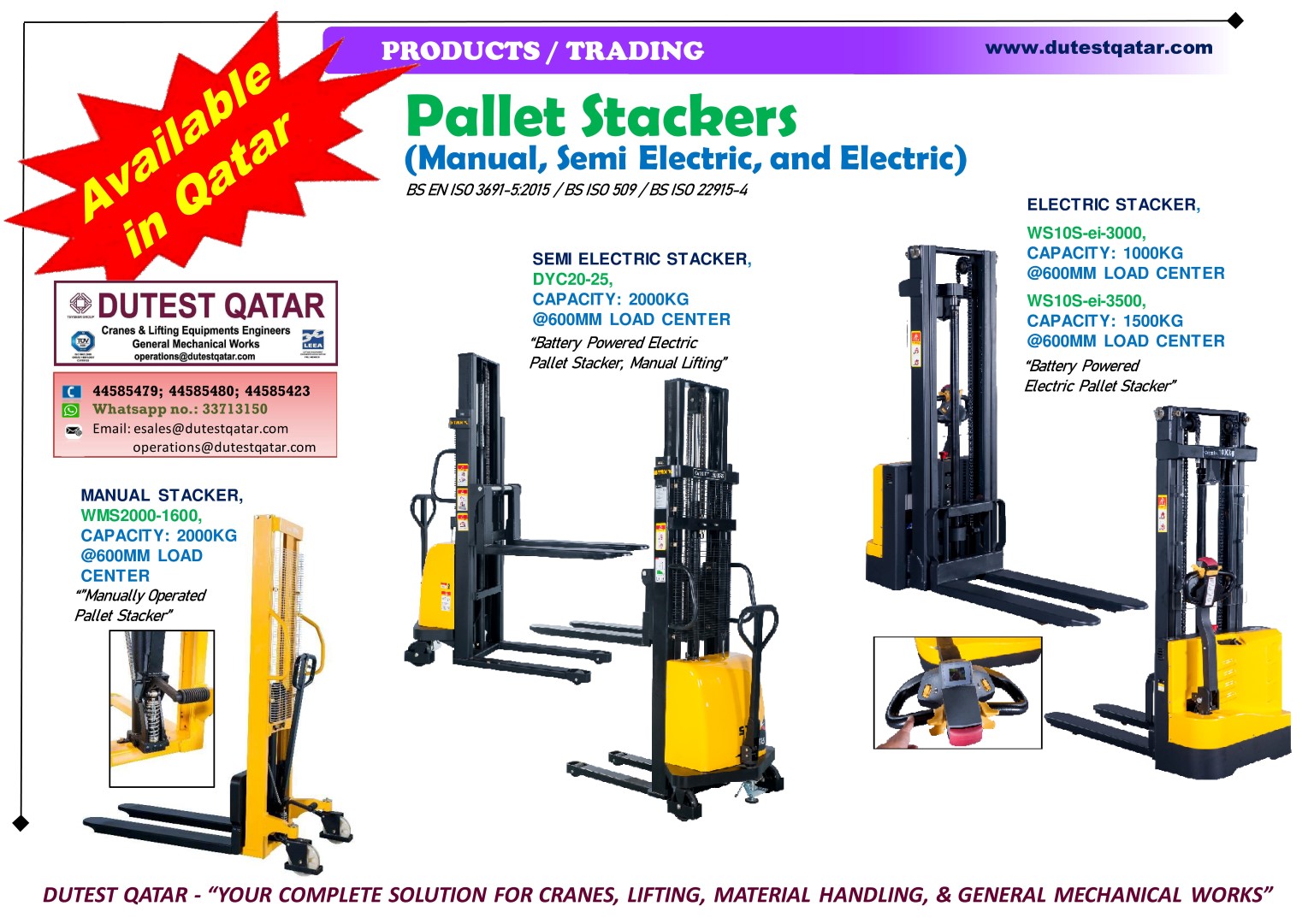 DutestQatar on Twitter "IN STOCK Pallet Stackers available in Dutest