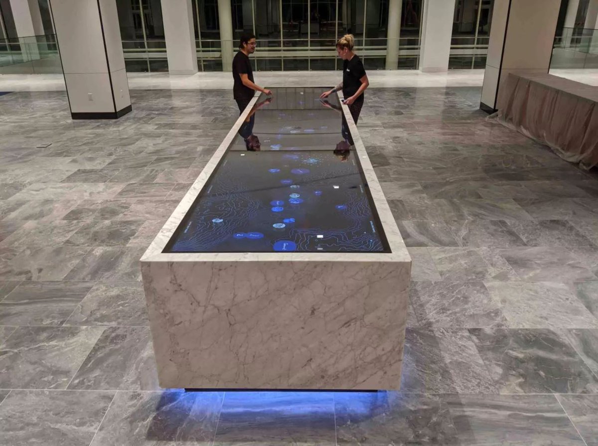 Zytronic's tweet photo. Need a unique way to welcome visitors to your corporate HQ?
This huge #Ideum multi-touch table combines cutting-edge Zytronic #touchscreen technology with a stunning 2.5-tonne marble-clad plinth for a jaw-dropping reception area.
Find out more:
#BrandImage
https://t.co/iualC0XXbX https://t.co/dikR4xnUhQ
