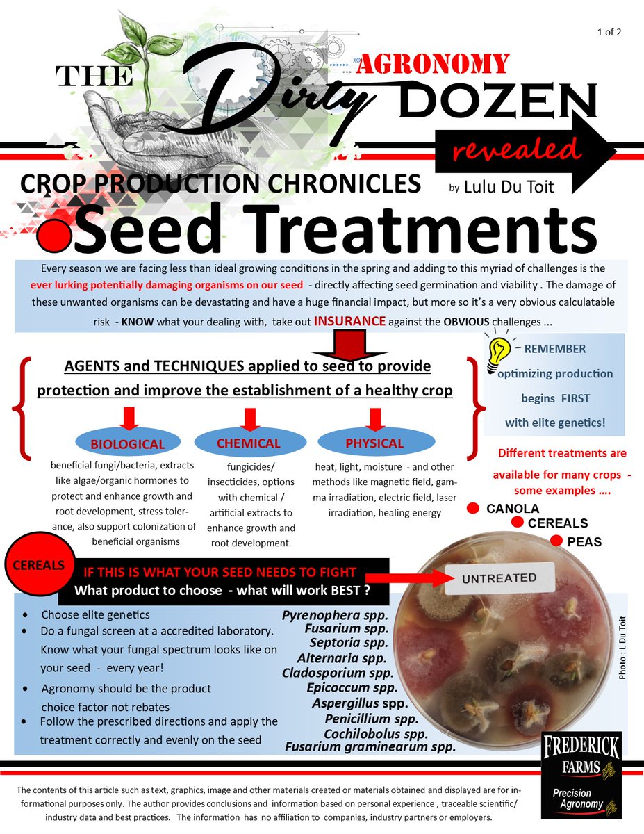 PrecisionAgFF's tweet image. The scoop on seed treatments ... Crop Production Chronicles #seedtreatment #farming #biological #fungicdes #agronomy