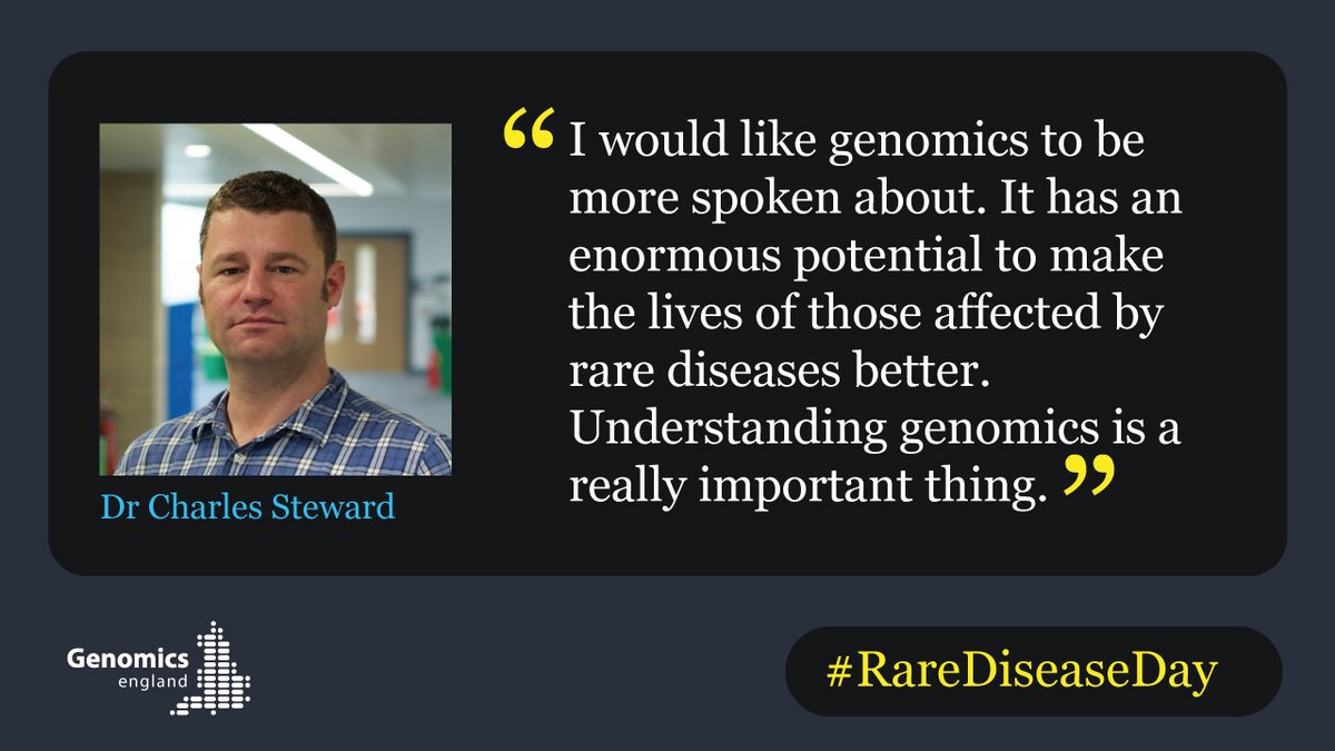 GenomicsEngland's tweet photo. On #RareDiseaseDay, genomic scientist @charlesasteward, whose daughter has a rare form of #epilepsy, discusses his experiences which led him to take part in the #Genomes100k Project. @rarediseaseday @Congenica

Read his article here: https://t.co/DGhiyJ8JND https://t.co/JLwtcGYH5o