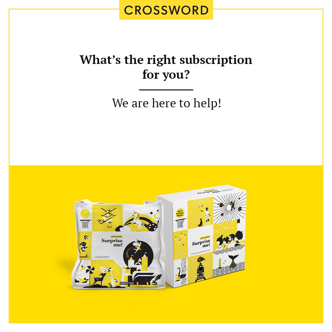 Are you a fiction or a non-fiction person? Whatever your literary interests we have a subscription box for you! Click here-
https://t.co/DDe3ijaswp or call on 1800 3000 1203.
Crossword Surprise Me is a specially curated box of books, goodies and exciting merchandise. https://t.co/QJyWL7ZpVn