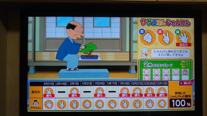 トリざかなさん がハッシュタグ サザエさんじゃんけん をつけたツイート一覧 1 Whotwi グラフィカルtwitter分析