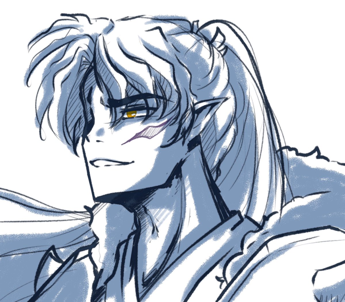 SaraRaelyn's tweet photo. Some sketchy practice of papa inu 💙👀 
#inuyasha #Yashahime #YashahimePrincessHalfDemon #anime #sketch #shadedsketch #toga #inunotaisho #digital #digitalart https://t.co/ys5mKN2pQP