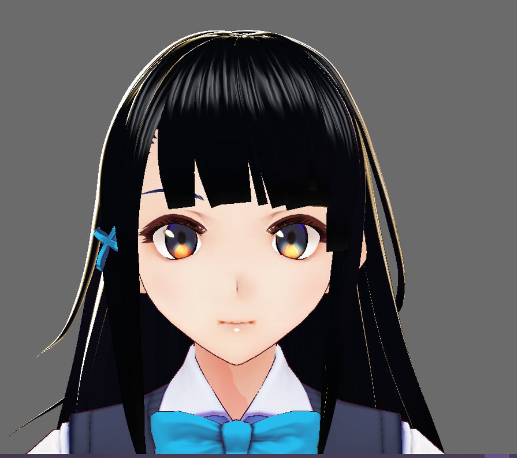 7. I also recommend changing the hair highlights if your model has dark hair. Set the highlight colour to black to remove the default highlight, and draw your own highlights directly onto the hair texture. (my example kinda scuff tho lol)