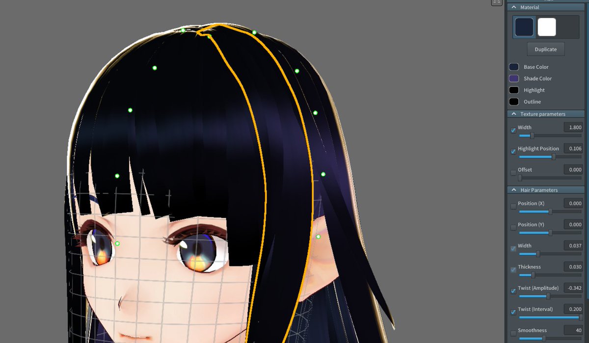 8. Align the highlights on the hair to make them look neater! Drag the highlight position slider to line each hair's texture up with the rest.