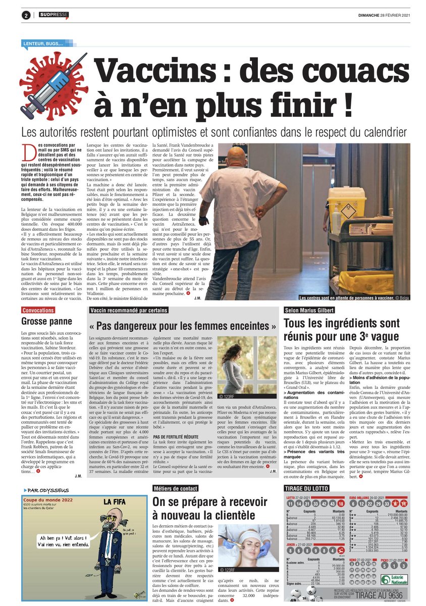 DemetrioSCAG's tweet photo. Les couacs de la vaccination et le début d’une remise en cause de la stratégie: le dossier à la Une de nos éditions du dimanche #laprovince #nordeclair #7Dimanche https://t.co/RTYp8vbqzx