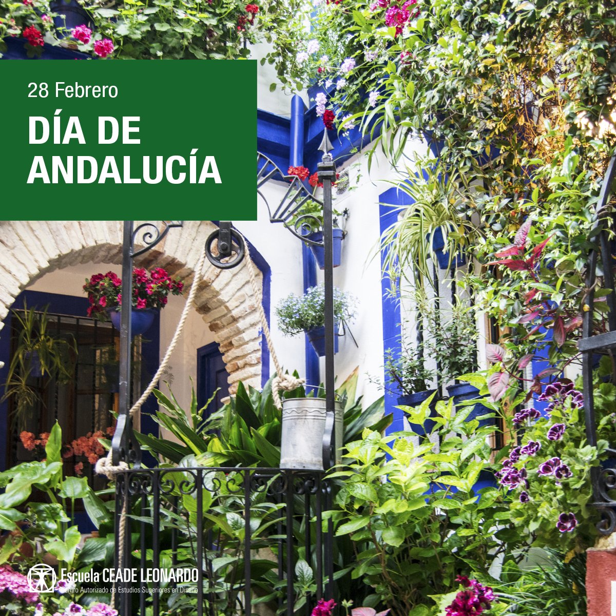 🎉 ¡Hoy celebramos el #DíadeAndalucía 💃!

📢 La Escuela #CEADELeonardo os desea una fabulosa jornada festiva y que la #cultura andaluza os sirva de #inspiración para vuestros futuros proyectos de #diseño 👨‍🎨👩‍🎨.