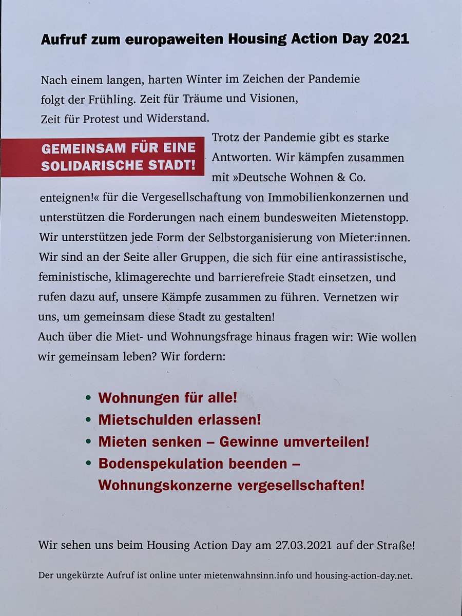 HDay2021's tweet photo. #HousingActionDay2021🏘
#Mietenwahnsinn #B2703
#WohnRaumIstKeineWare
#KeineRenditeMitDerMiete
#WeilEinZuhauseMehrIst

Mit dem “Housing Action Day“ am 27.03.2021 werden wir den Protest erneut auf die europaweite Ebene bringen.

👉🏽https://t.co/Zp4Hv3VMIo
👉🏽https://t.co/n3bUMEQ7u2 https://t.co/nAQfv0zoZs