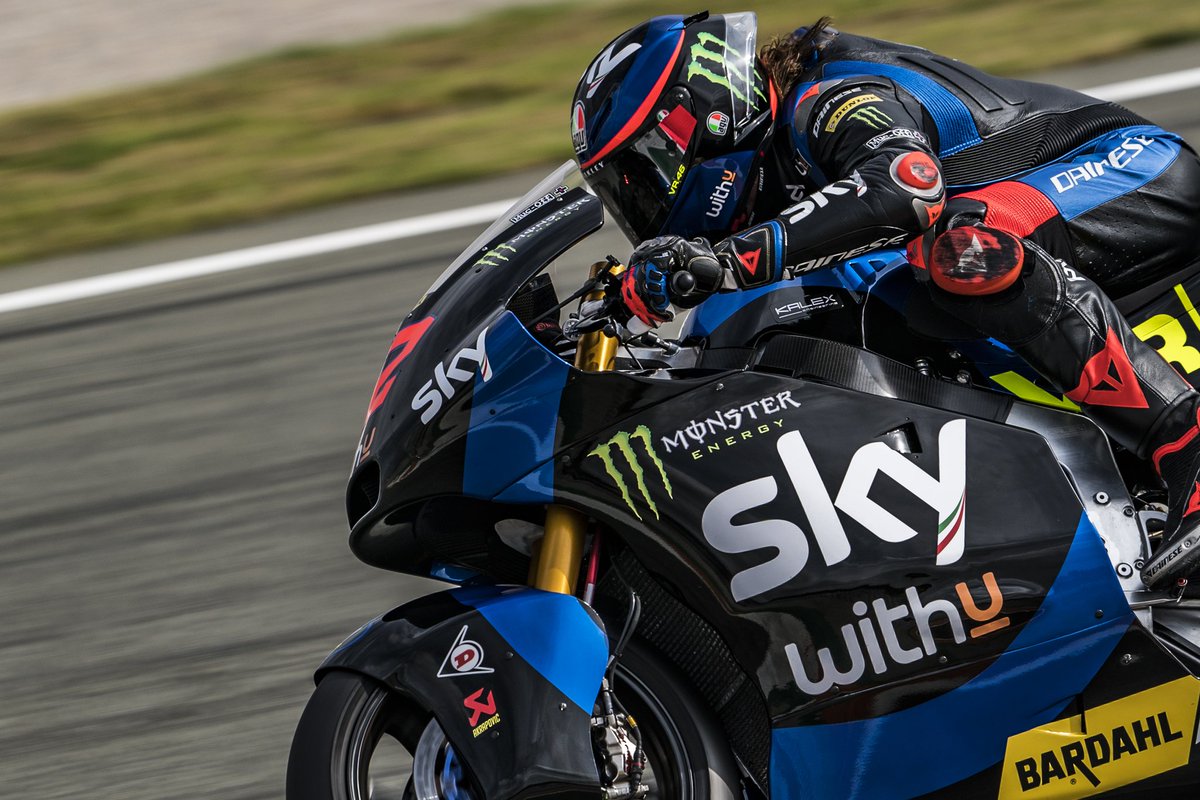 VR46RacingTeam's tweet photo. 📝 Studying, learning and riding fast. 

Look straight and focus on the future: in exactly 1️⃣ month a new chapter will begin 🎯🇶🇦

#SkyVR46 #Moto2 @MotoGP https://t.co/Jfgiv5h3iW