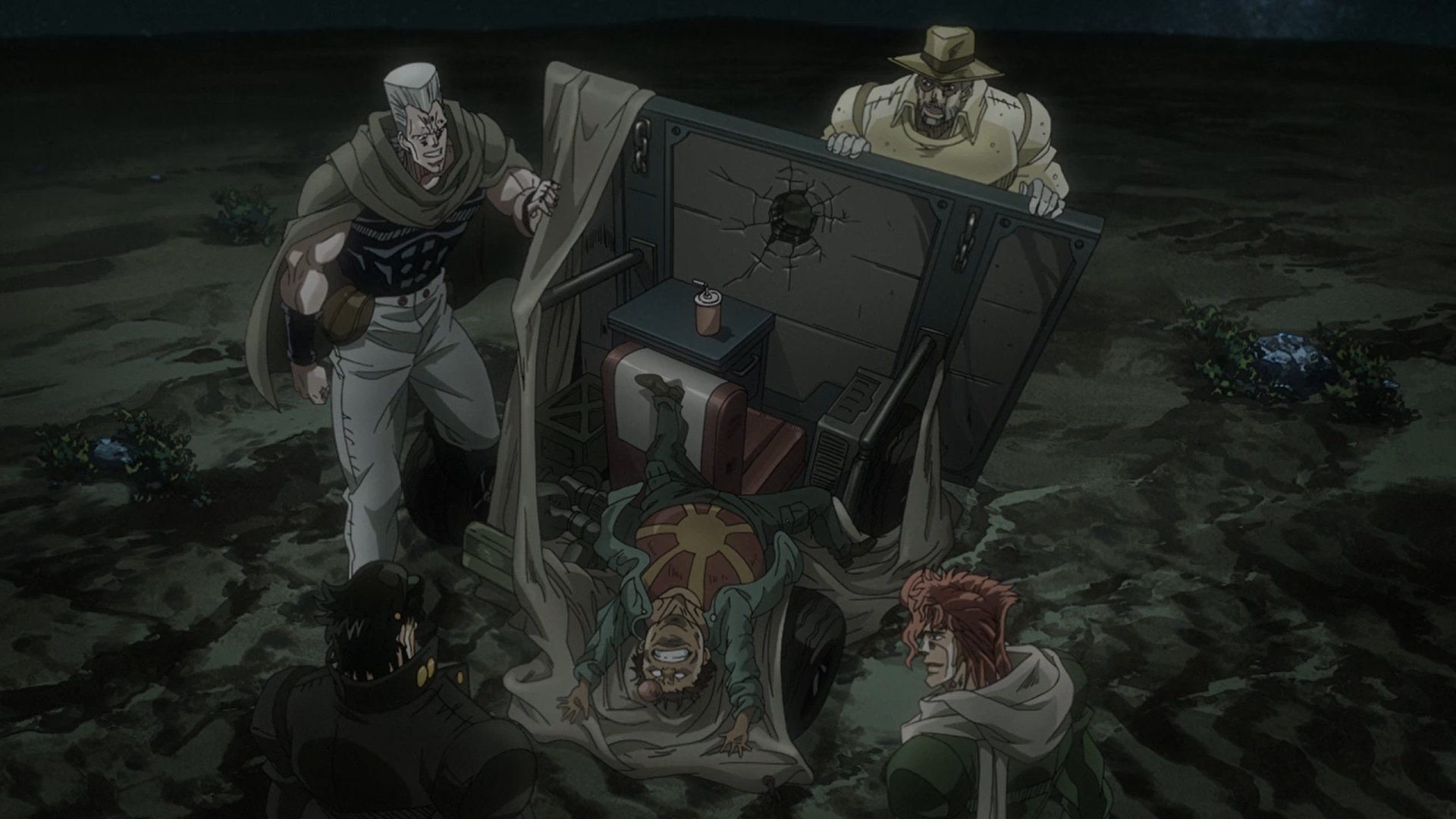 蒼いイノベイド そして砂漠越えの旅をして途中アラビア ファッツの妨害を受けるも秒殺でノックアウトにwww ジョジョ ジョジョ3部 スターダストクルセイダース T Co Crnq0zzalj Twitter