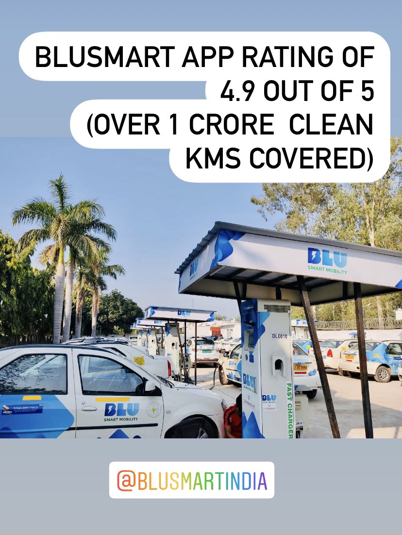 #BluSmart is leading India on the path to responsible and sustainable mobility with the largest fleet of 100% electric ridehailing cabs for mass public transportation addressing the challenges of congestion and pollution in #delhincr <a href="/ArvindKejriwal/">Arvind Kejriwal</a>