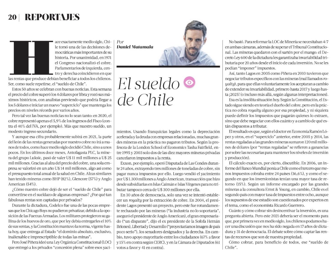 DMatamala's tweet photo. “El sueldo de Chile” 
La columna de hoy https://t.co/Pr5thLxxsk