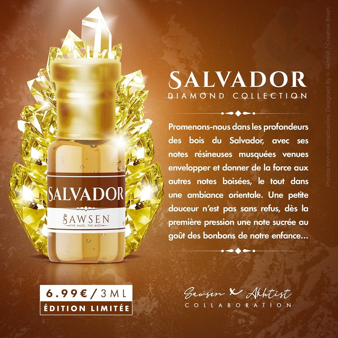 SawsenPrestige's tweet photo. 💪 On commence fort avec : SALVADOR.
✈ Une nouvelle aventure de 15 références...
💸 Prix : 6€99
✨ Edition limitée.
#ParfumMixte
💎 RÉF 1/15 #DiamondCollection By #SawScents | À Suivre...
🤝 En collaboration avec @AkhtistDesign
#diamondcollection #bysawsen #akhtist #Perfume https://t.co/2eyVyKjozl