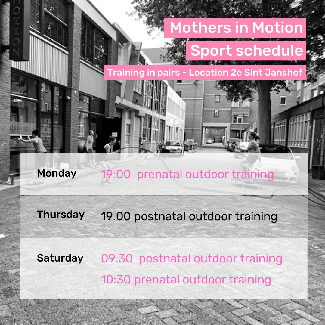 MIMrotterdam's tweet photo. PRE &amp; POSTNATAL TRAINING 🏋️‍♀️ Join our pre and postnatal outdoor workouts.
Sport members can register via the Virtua gym app. Non-members who would like to attend a free trial lesson can register via info@mothersinmotion.nl.

#prenatalsports #postnatalsports #zwangerfit https://t.co/EddZhHqF2S