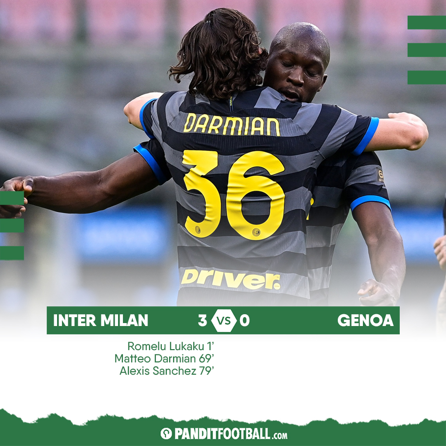 Terima kasih, Manchester United! Tiga mantan pemain mereka sama-sama menyumbang satu gol bagi kemenangan telak Inter Milan atas Genoa. Nerazzurri makin nyaman di pucuk klasemen Serie A.