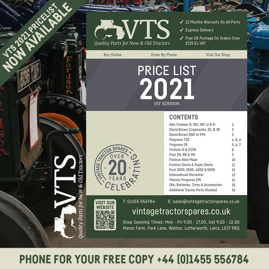 Fresh off the press, the 2021 VTS pricelist is now available! Download it from our website vintagetractorspares.co.uk or ring for your free copy +44 (0)1455 556784
#vintagetractors #classictractors #tractorparts #tractorspares #oldtractor #oldtractors #vintagetractor