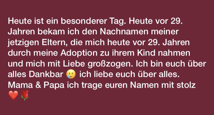ChrisEhlich's tweet photo. Heute vor 29. Jahren wurde ich #adoptiert. Unendliche Liebe und Dankbarkeit meinen liebevollen Eltern die für mich mehr als #Adoptiveltern sind, sie sind meine #Eltern und ich trage ihren Nachnamen mit Stolz #Dankbarkeit #Repost gerne https://t.co/X5qivgDAlk