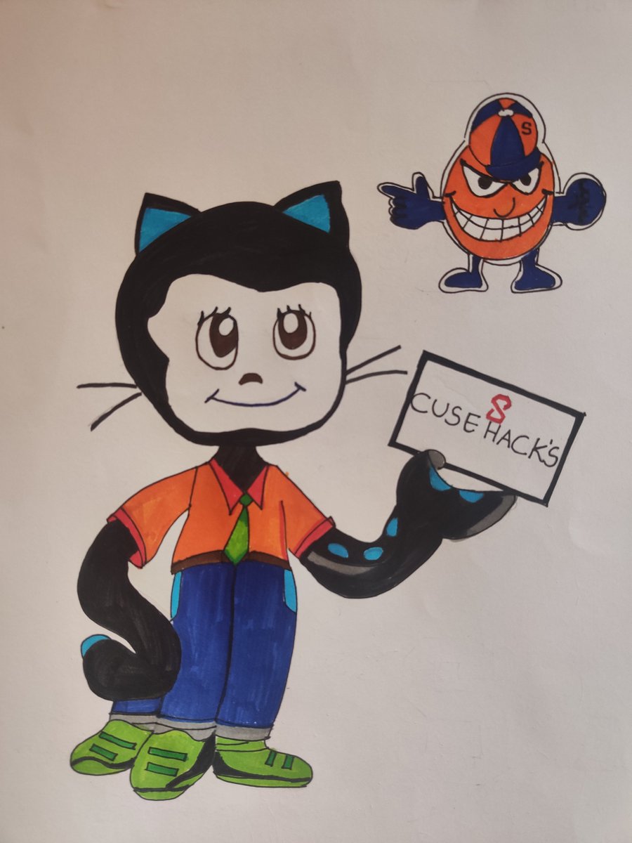 Saurabh___Joshi's tweet photo. @GitHubEducation @MLHacks #myoctocat #cusehacks
My Octocat Drawing #CuseHacks2021 hackathon.
I decided to draw an octocat with #Syracuse Mascot: Otto the Orange that shows the culture of the university!
Otto can usually be seen at Syracuse and other university sporting events https://t.co/LrD0YHRNxV
