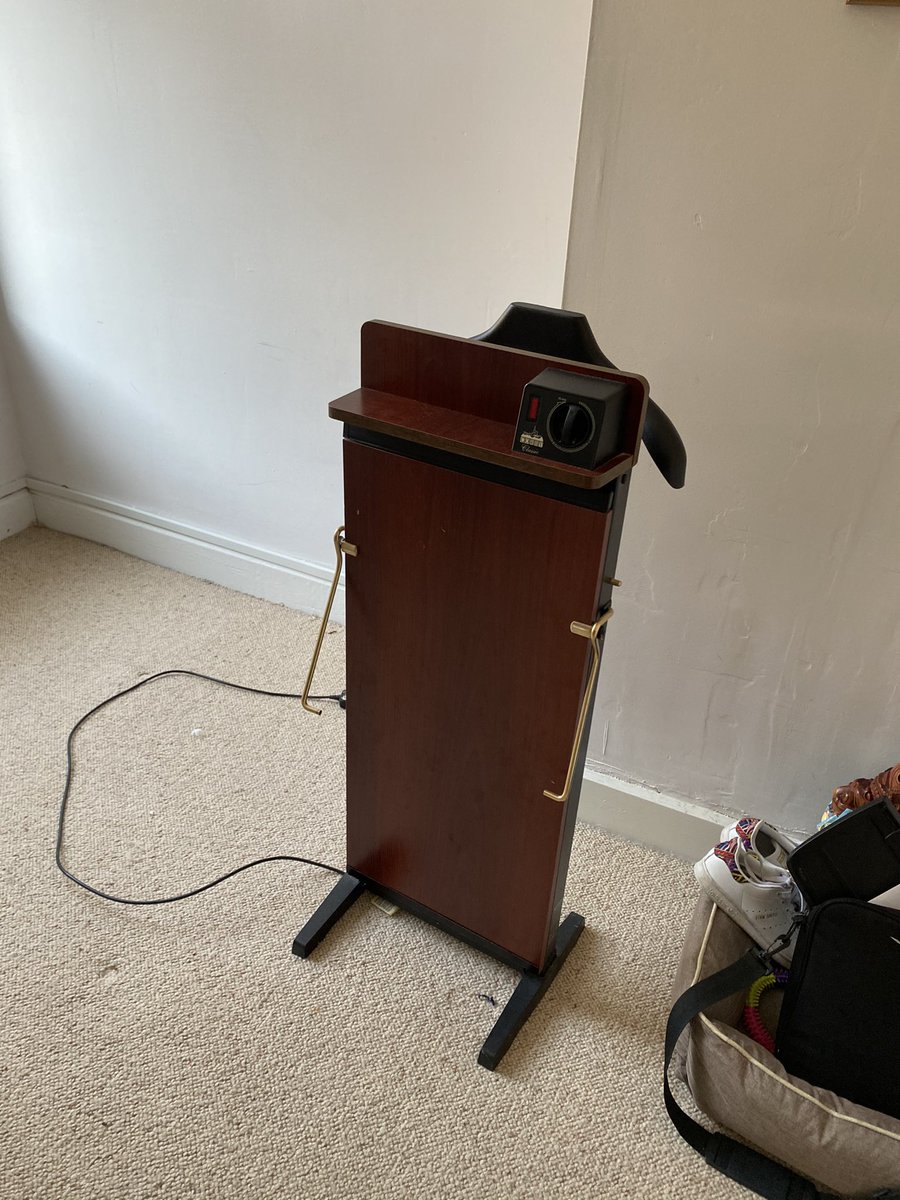 Time’s up for my trusty old trouser press, a Corby Classic. Given to me by my old man 15 years ago cos he had 2, the flash bastard. Going free to anyone who still requires pressed slacks in the post pandemic world.