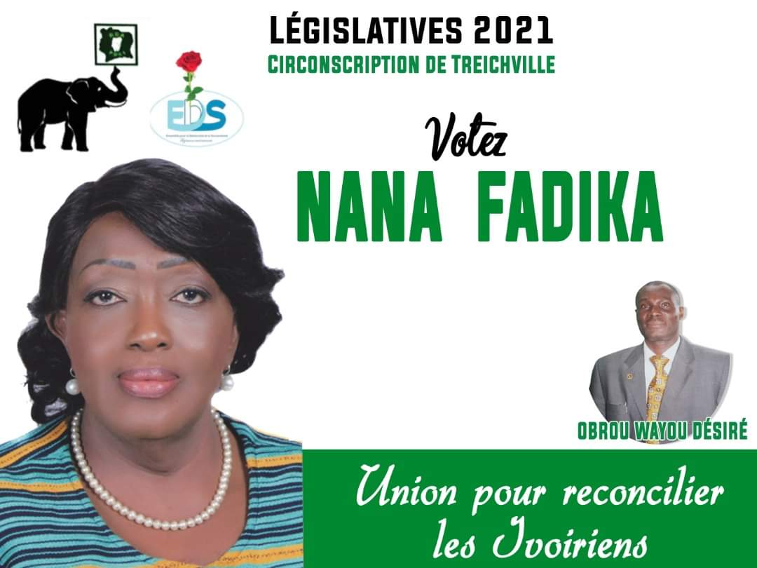 Population de #Treichville, Votez Nana Fadika 'Union Pour Réconcilier les ivoiriens.' #Team225 #CIV225 #législatives2021