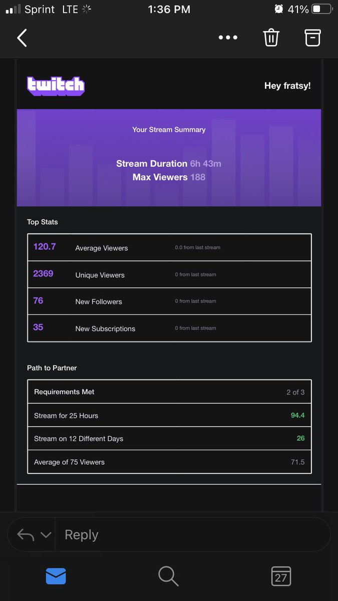 WE ARE SO CLOSE TO PARTNER. 

The streams are poppin lately. Come find out what it’s all about. 

RT RT RT

Twitch.tv/Fratsy