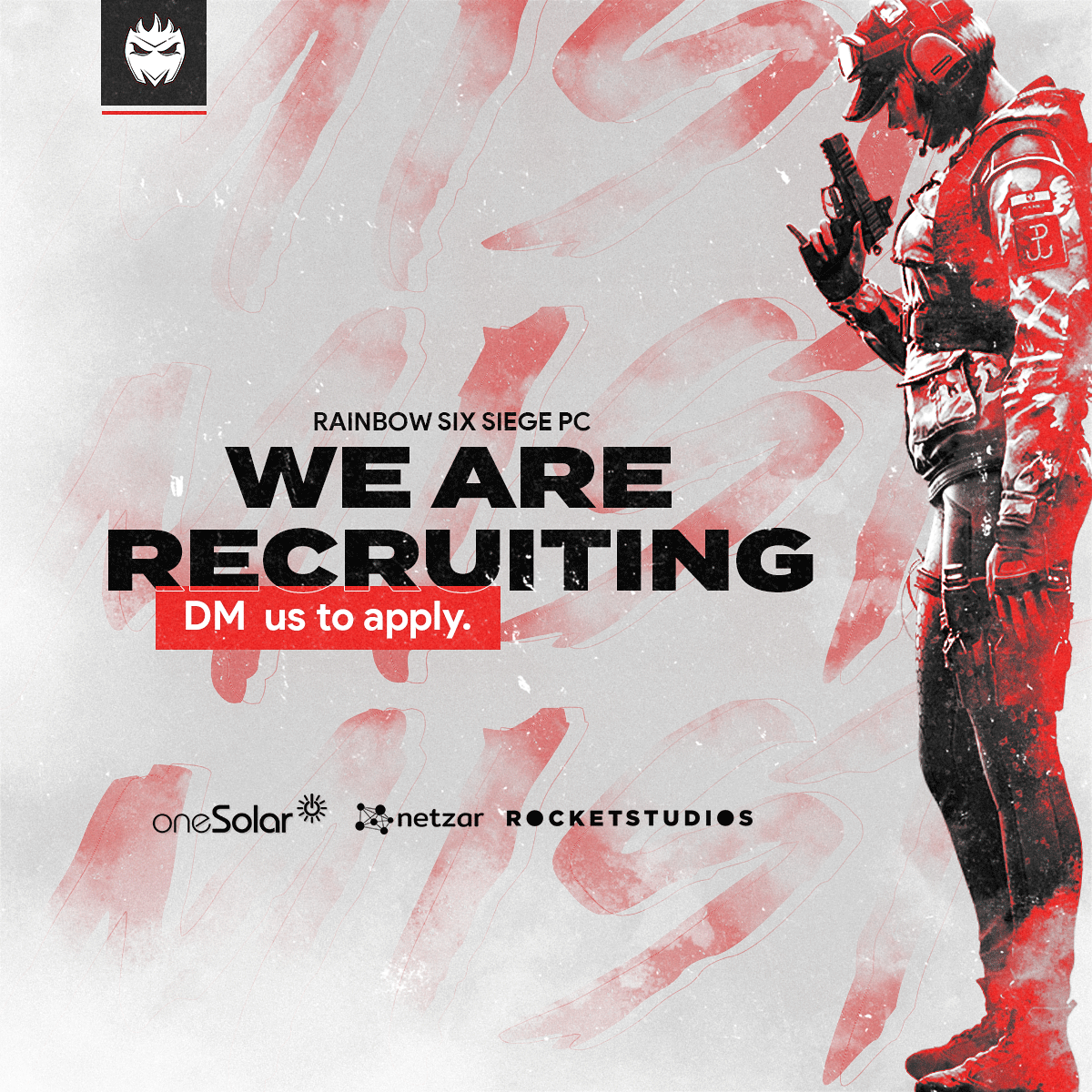 We are Recruiting! 

Should you want to trail for the Mist Esports #R6 PC Team, feel free to send @KWR_MIST or ourselves a message or on Discord (Kwr: KWR | Nicolaas#8850)

Looking forward to seeing some new faces at the trials!

<a href="/rocketstudiosza/">Rocket Studios</a>  | <a href="/netzarcoza/">netzar Telecoms</a>  | #oneSolar