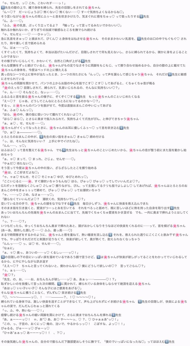 堕ちた🌸ちゃんと、🌸ちゃんを堕とした5️⃣先生
無駄に長い
#夜のじゅじゅプラス #夜のjujuプラス