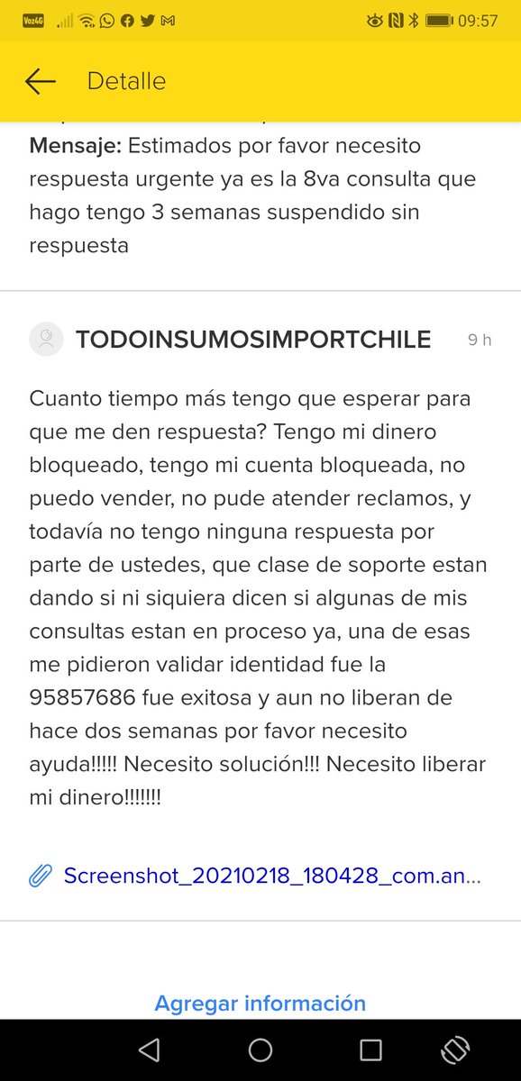 CarlosDaniel100's tweet photo. @ML_Ayuda @Mercadolibre estimados 3 semanas suspendido sin respuesta alguna de su parte necesito solucion a este tema tengo la cuenta de mercado pago bloqueada no puedo retirar mi dinero que clase de soporte estan dando mi usuario todoinsumosimportchile https://t.co/YBBbpZuxIF