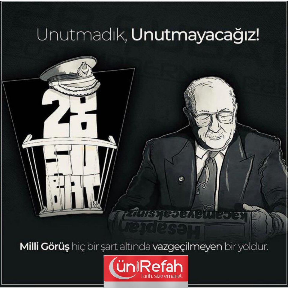 İman varsa imkan da vardır. Dualarla kurulan #MilliGörüş hareketi ihanetlerle yıkılamaz. Milli gençlik var oldukça bu dava yoluna devam edecektir. #28Şubat hain post-modern darbesini unutmadık unutmayacağız.